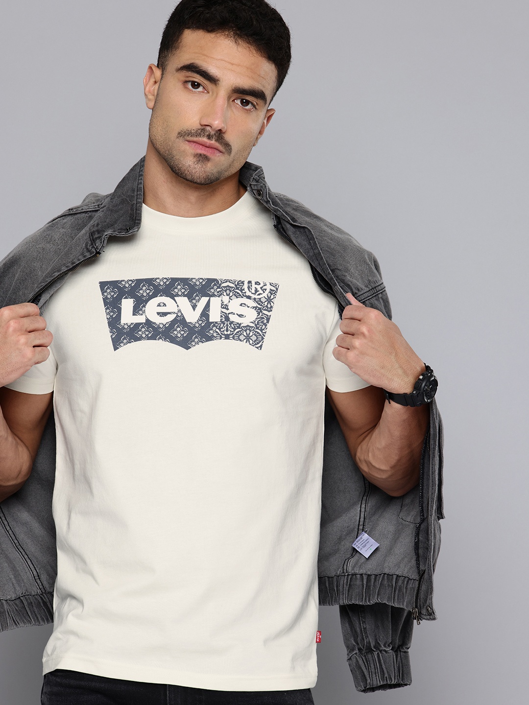 

Levis Brand Logo Printed Pure Cotton Slim Fit T-shirt, Off white
