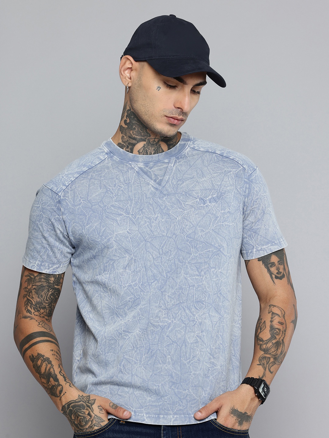 

Levis Pure Cotton Abstract Printed T-shirt, Blue