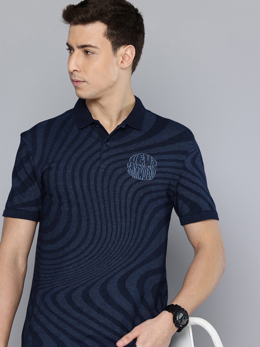 

Levis Slim Fit Abstract Printed Polo Collar T-shirt, Navy blue
