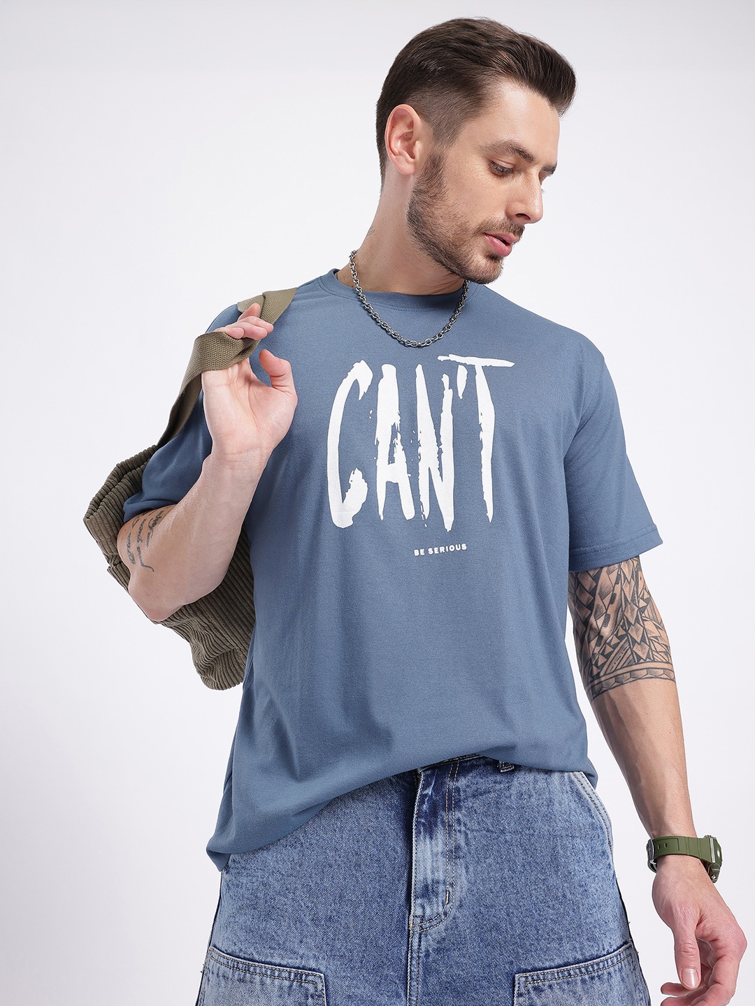 

glitchez Text Talk Printed T-shirt, Blue