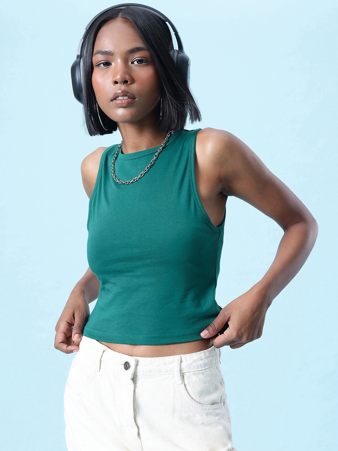 

glitchez Cutie Couture Fitted Crop T-shirt, Teal