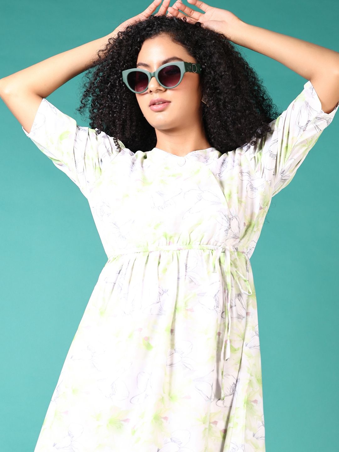 

V-Mart Women Floral Printed Fit & Flare Dress, Green