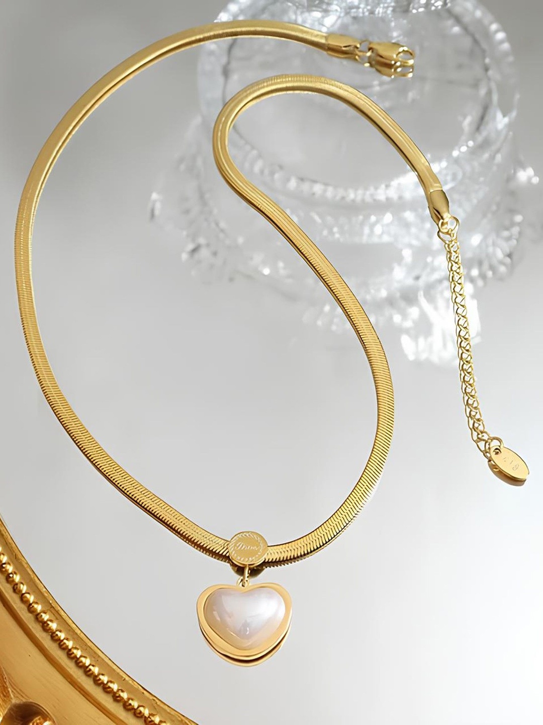 

KARISHMA KREATIONS Gold-Plated Stainless Steel Heart Shaped Pendant with Chain