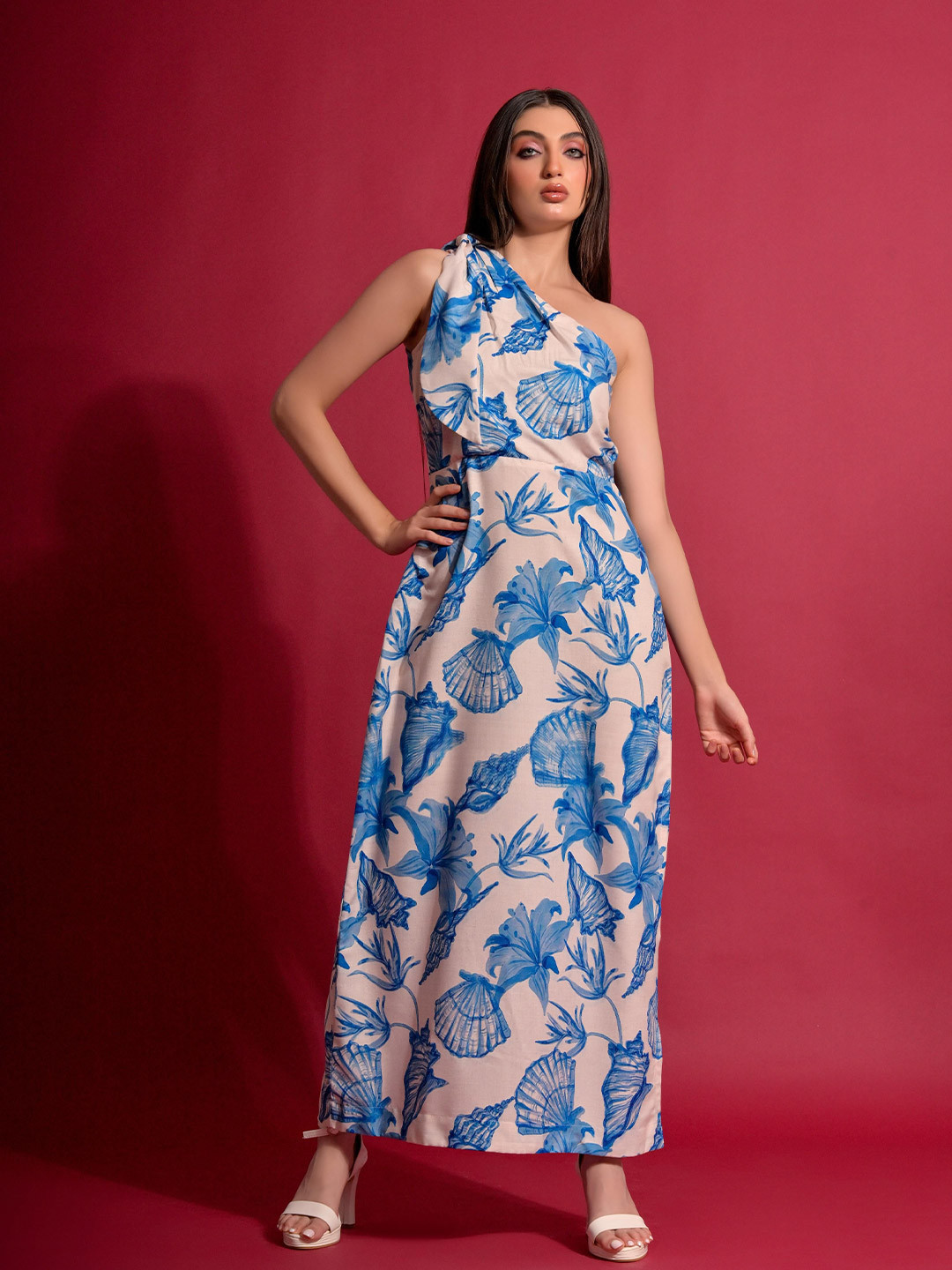 

GARDEN PARTY Women Floral Printed Crepe Maxi Dress, Blue