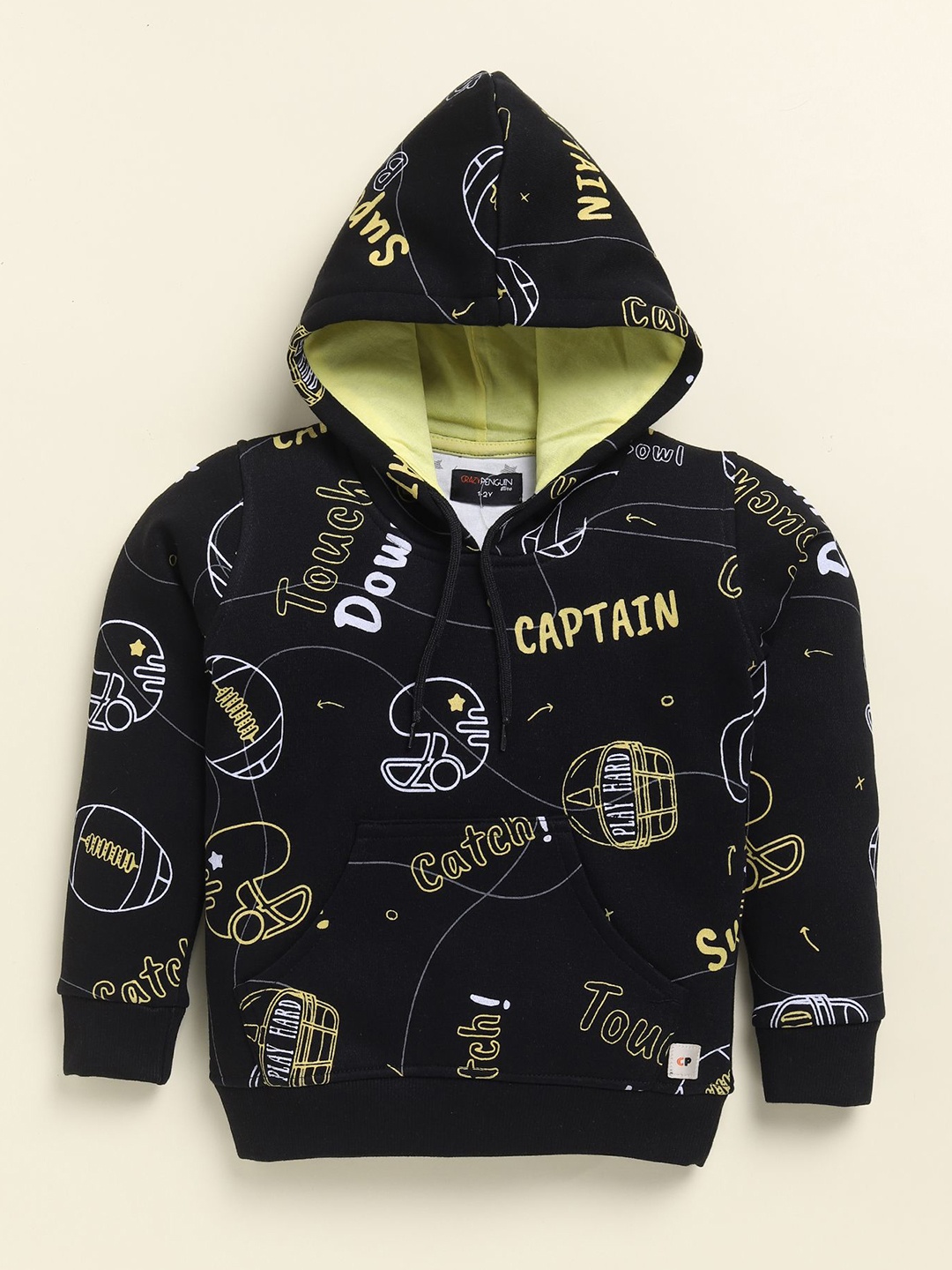 

CRAZYPENGUIN ELITE Boys Printed Hooded Sweatshirt, Black