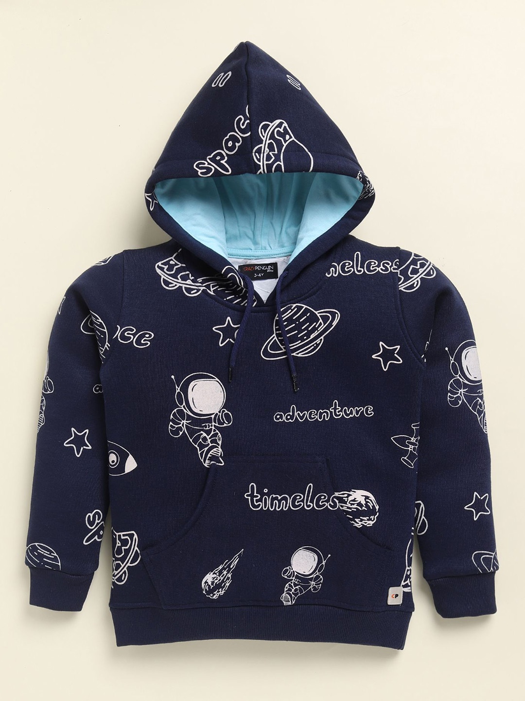 

CRAZYPENGUIN ELITE Boys Printed Hooded Sweatshirt, Navy blue