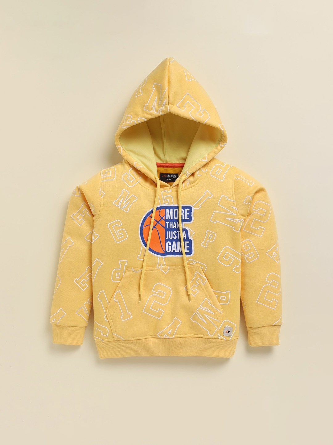 

CRAZYPENGUIN ELITE Boys Printed Hooded Sweatshirt, Yellow