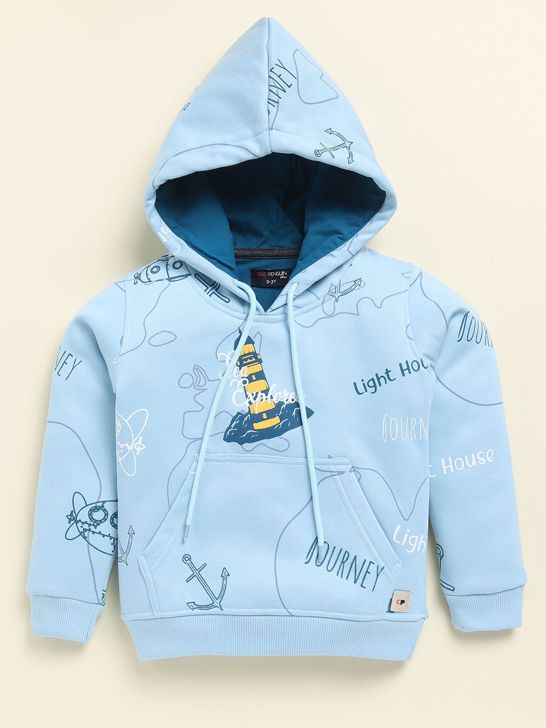 

CRAZYPENGUIN ELITE Boys Printed Hooded Sweatshirt, Blue