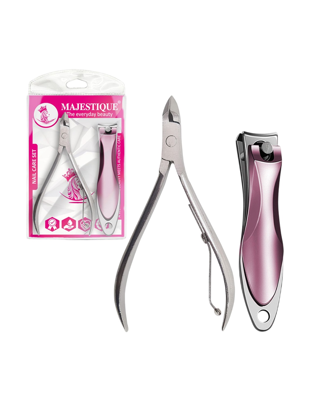 

MAJESTIQUE Nail Care Set, Clipper & Cuticle Remover, Stainless Steel, Perfect for Groomin, Grey