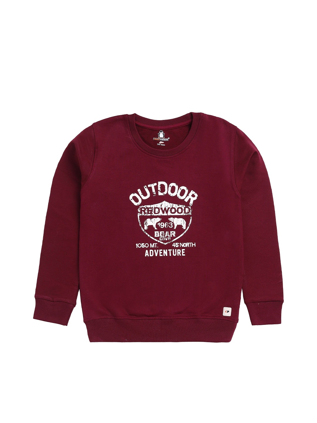 

CRAZYPENGUIN ELITE Boys Cotton Printed Sweatshirt, Maroon