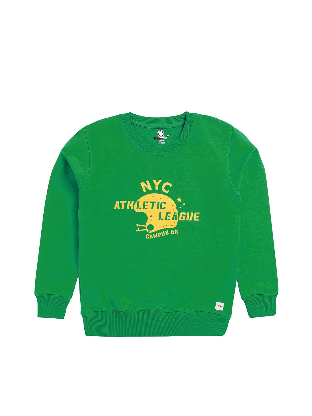 

CRAZYPENGUIN ELITE Boys Cotton Printed Sweatshirt, Green