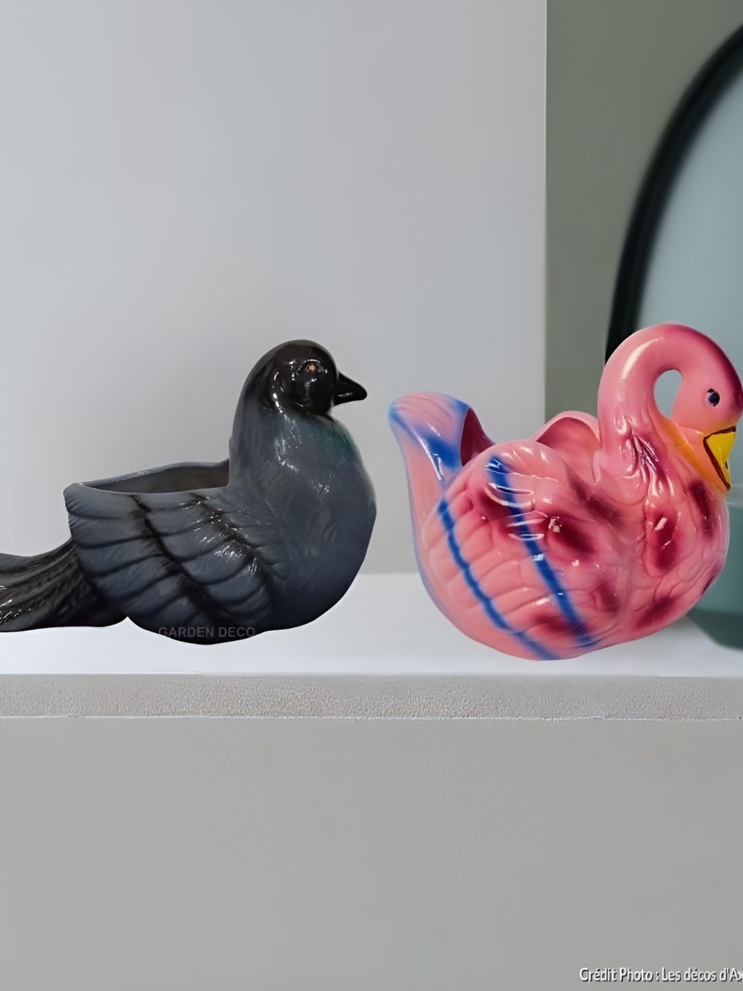 

GARDEN DECO Black & Pink 2 Pieces Textured Ceramic Planters