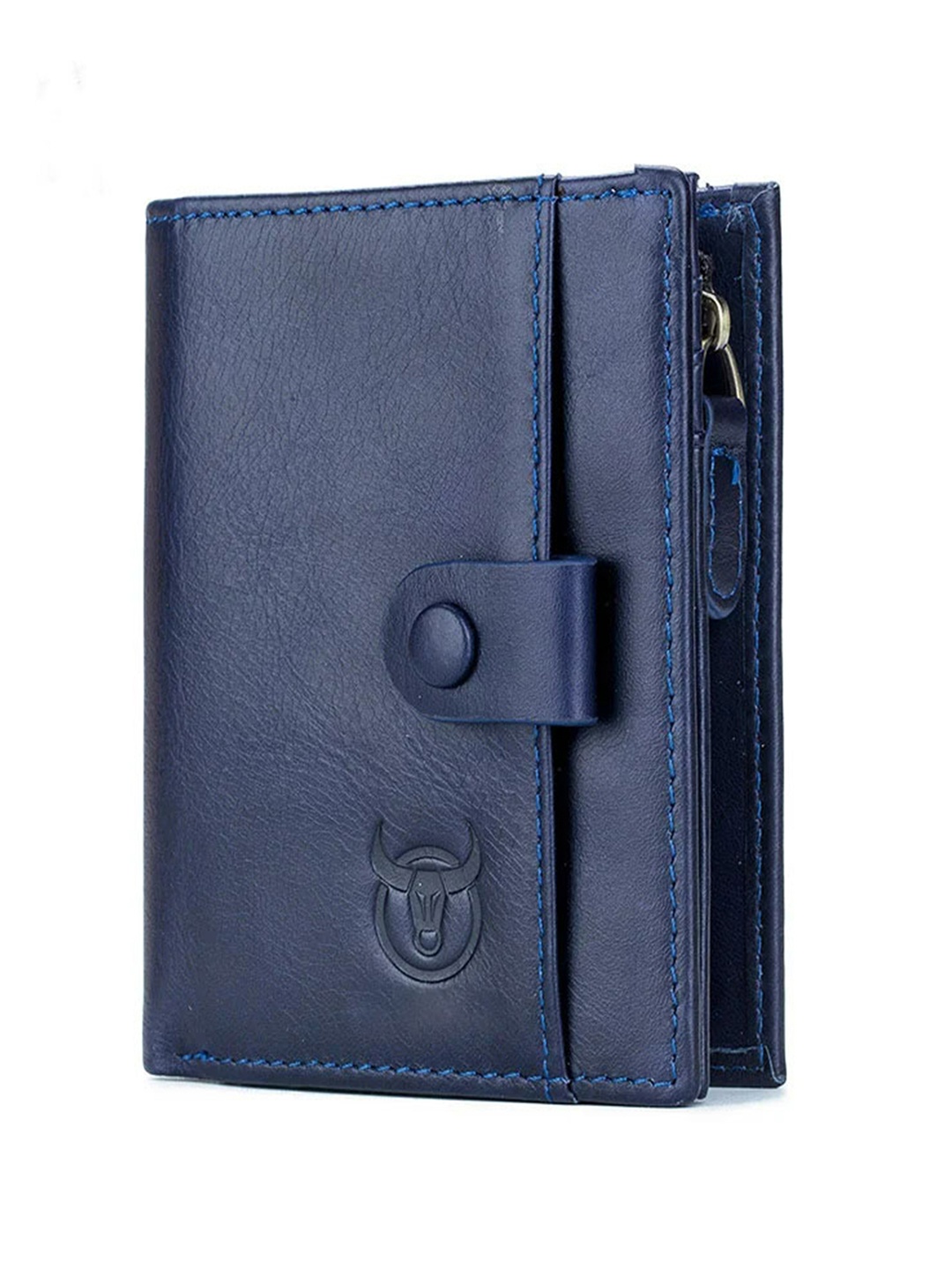 

CONTACTS Men RFID Leather Two Fold Wallet, Blue