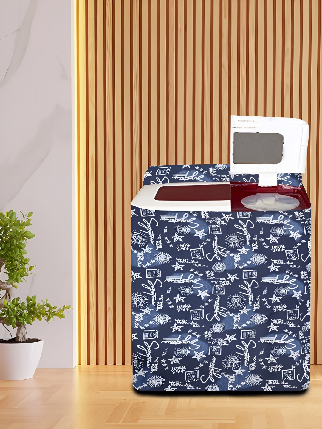 

KANUSHI INDUSTRIES Blue & White Printed Washing Machine Cover