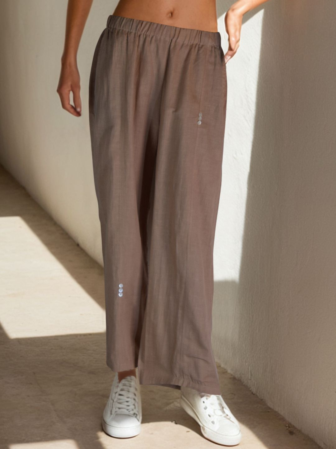 

HOUSE OF JAMOTI Women Mid-Rise Linen Pant, Grey