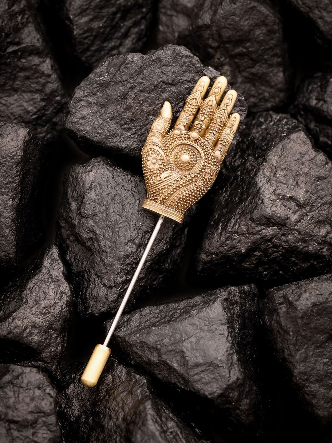 

COSA NOSTRAA Men Hand of Harmony Lapel Pin Brooch, Metallic