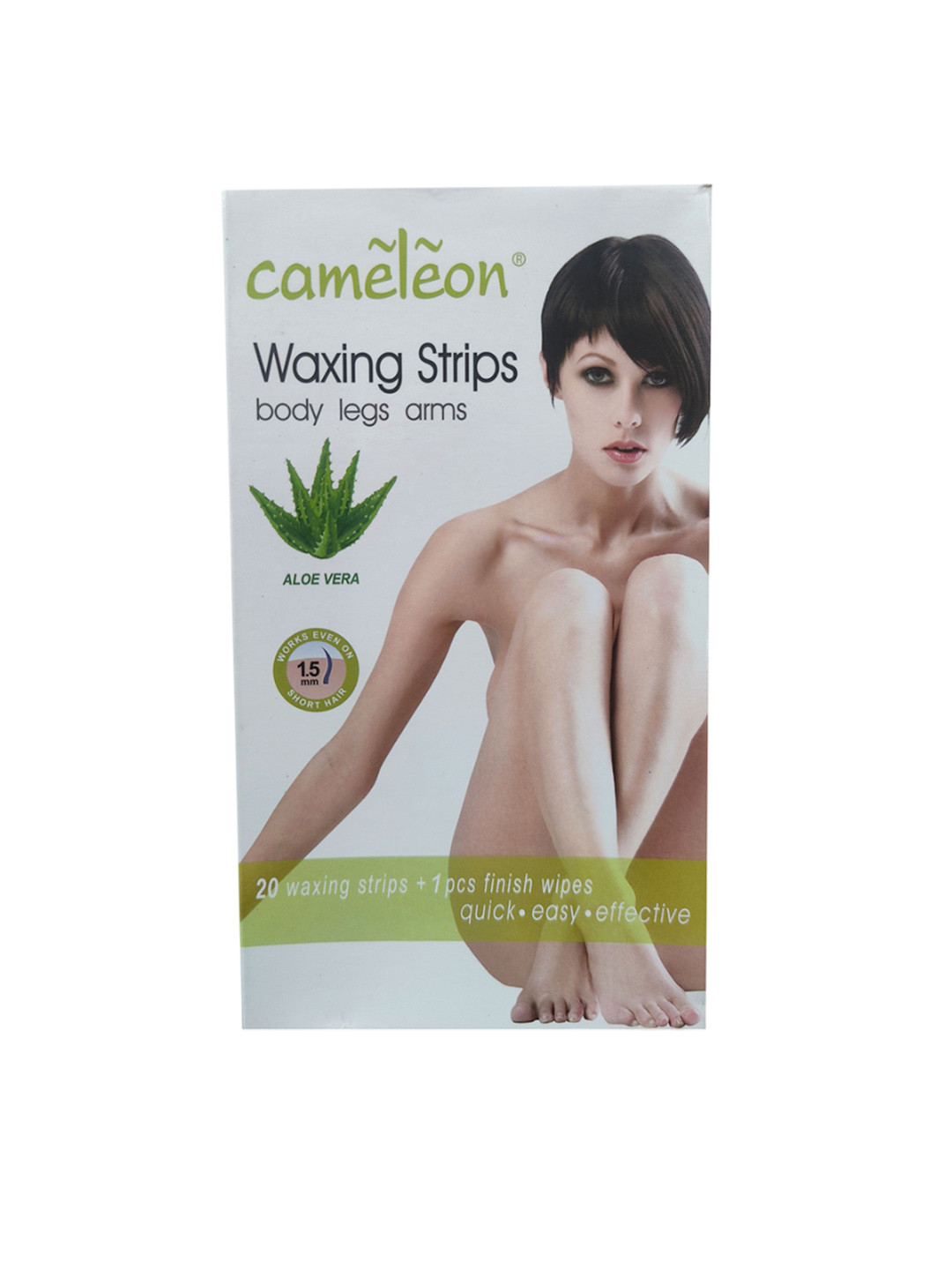 

Cameleon Aloe Vera Waxing Strips For Body Legs & Arms - 21 Strips & Wipes, Green