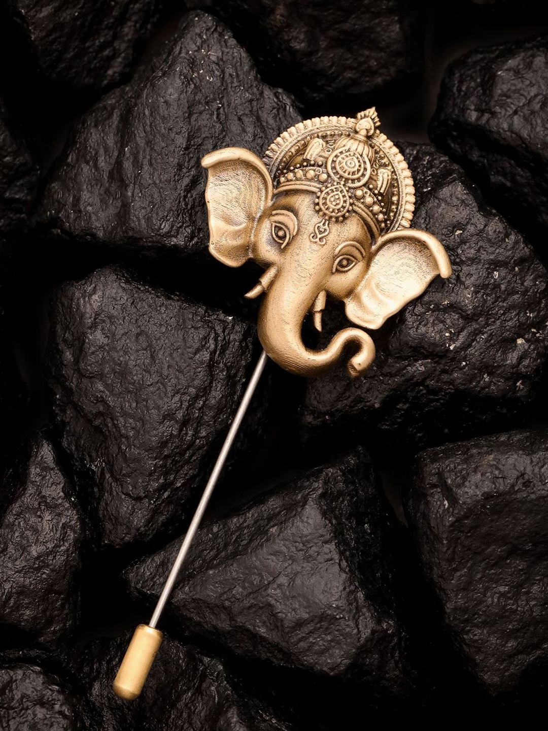 

COSA NOSTRAA Men Ganapati Lapel Pin Brooch, Gold