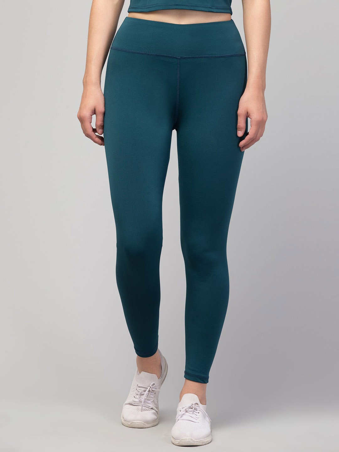 

CKARFE Women Slim Fit Dry-Fit High Rise Ankle-Length Gym Tights, Teal
