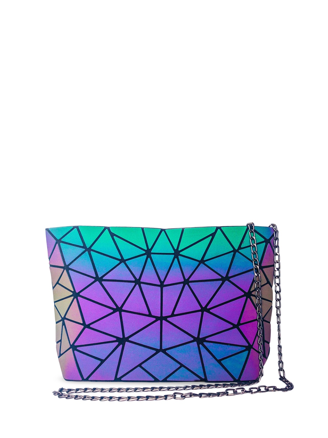 

Uneek Women Geometric Printed Structured Sling Bag, Purple