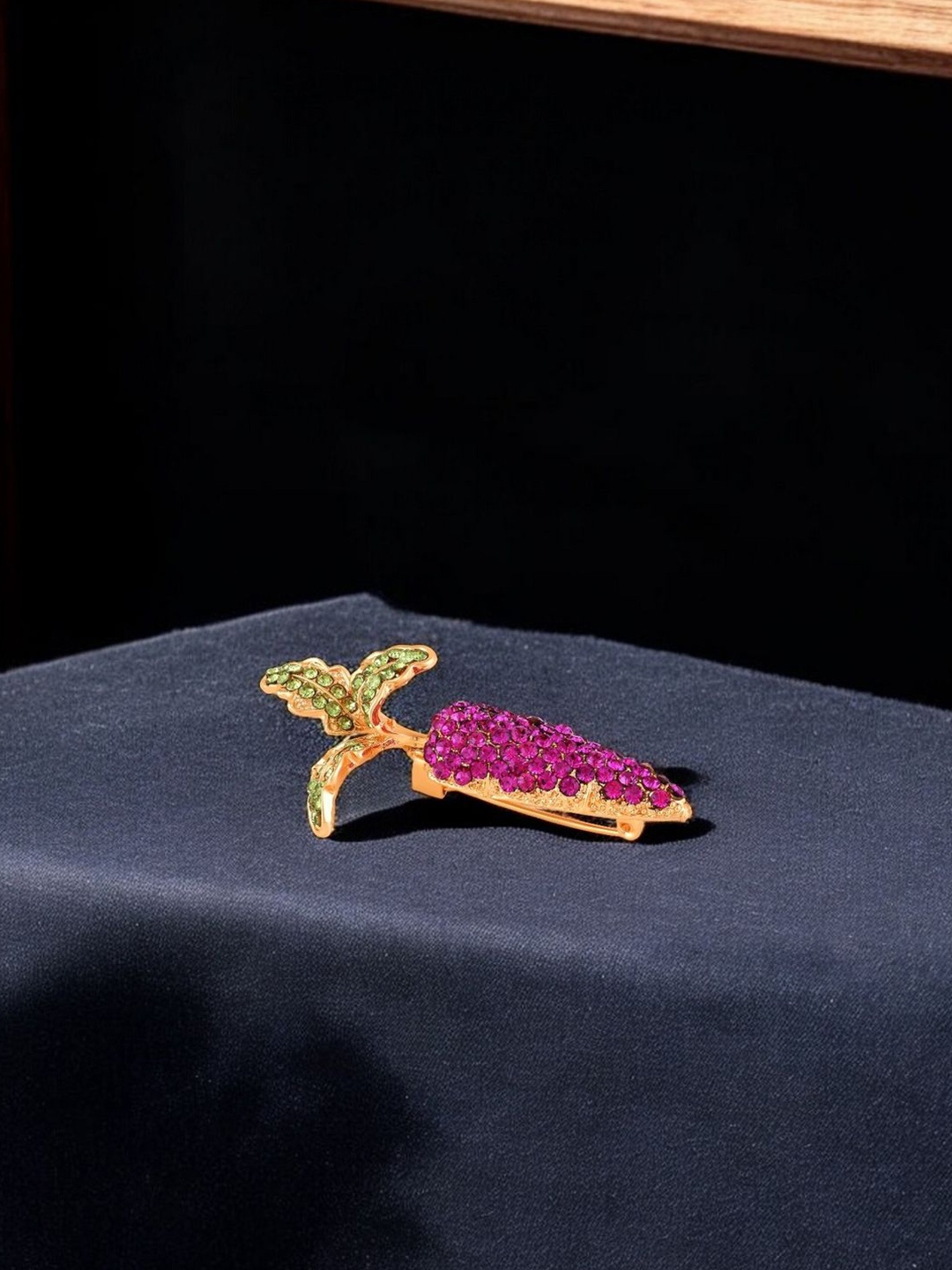 

Mahi Women Carrot Shaped Stone Studded Brooch Pin, Pink