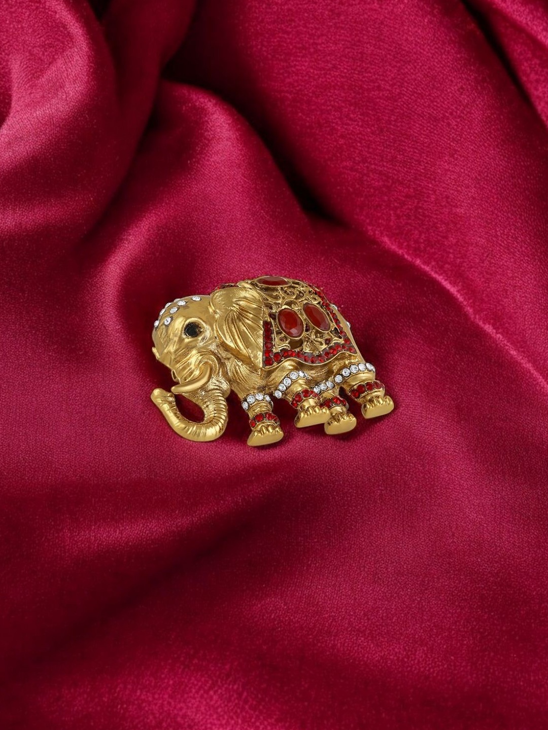 

Mahi Women's Elephant Shaped Stone Studded Brooch, Gold