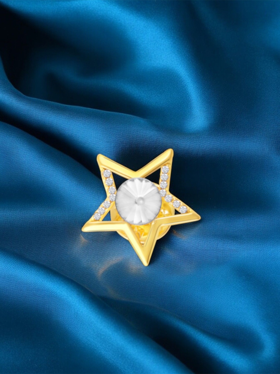 

Mahi Unisex Gold Plated Victorian Star Lapel Pin Brooch, White