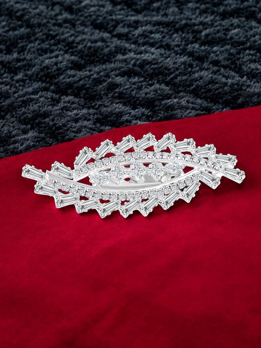 

Mahi Cubic Zirconia Studded Saree Pin Lapel Pin Brooch, White