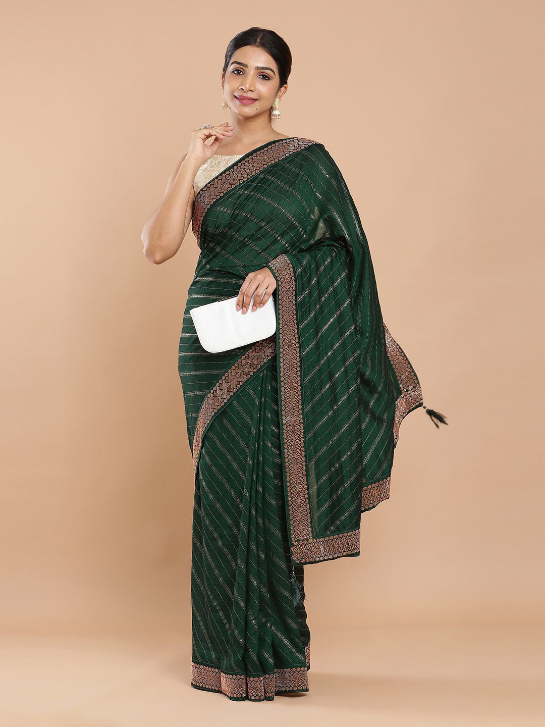

Kalyan Silks Embellished Saree, Green