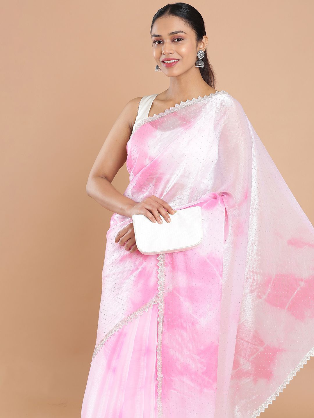 

Kalyan Silks Embellished Beads and Stones Designer Saree, Pink