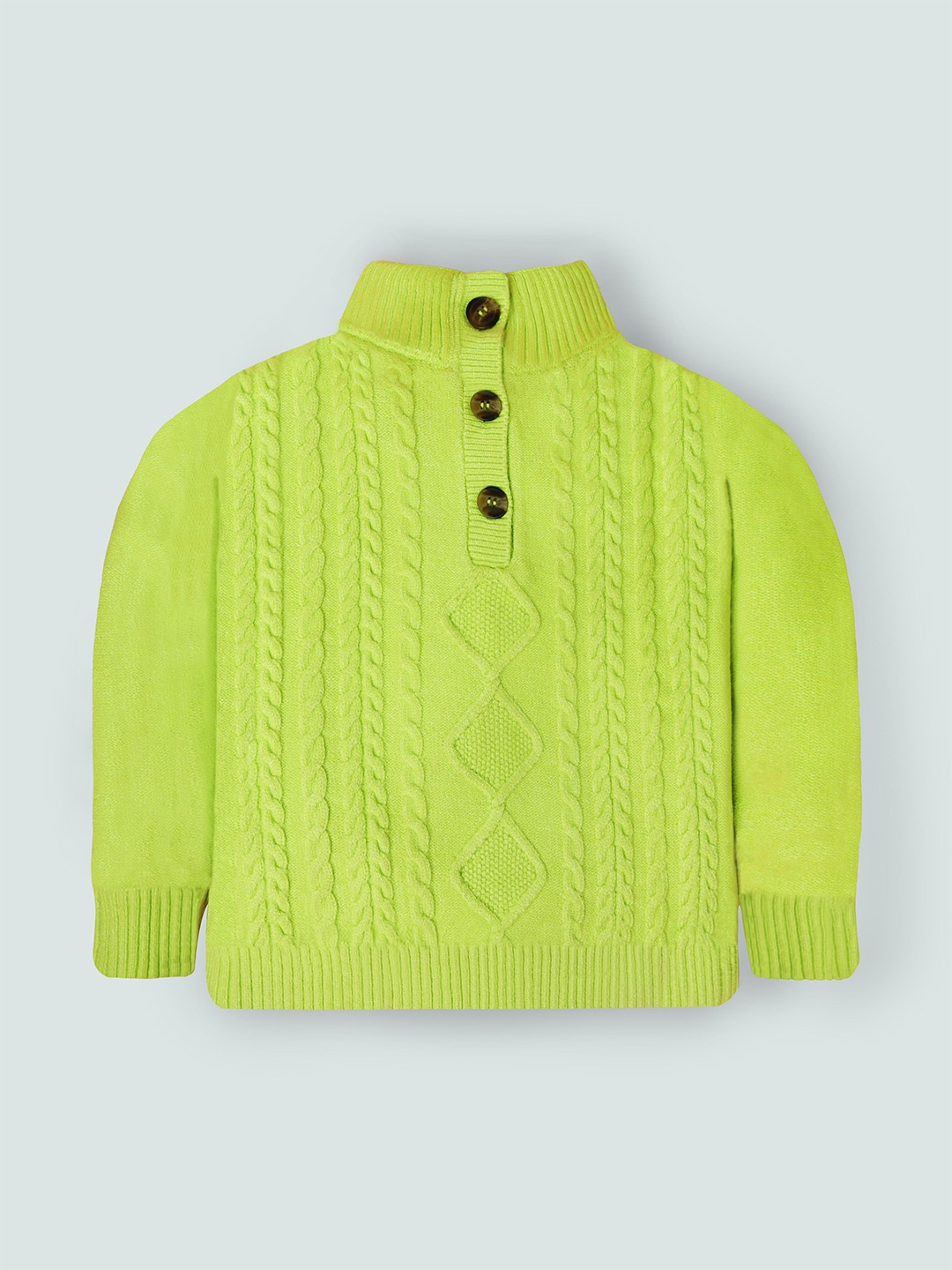 

Cherry Crumble Kids Cable Knit Pullover, Fluorescent green
