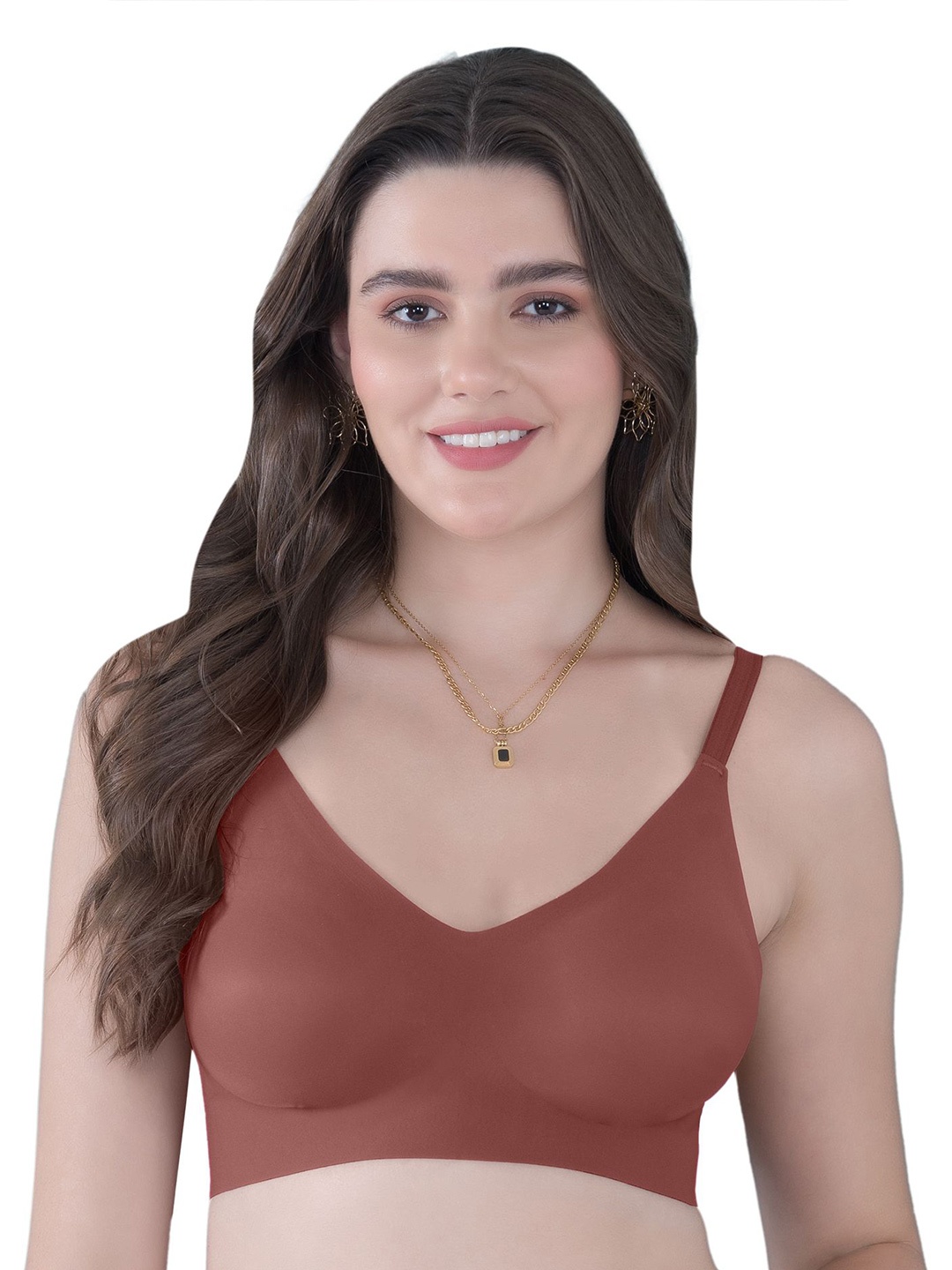 

Tweens Lightly Padded Invisibra Elastic-Free Bottom Band Seamless Bonded Bra, Rose