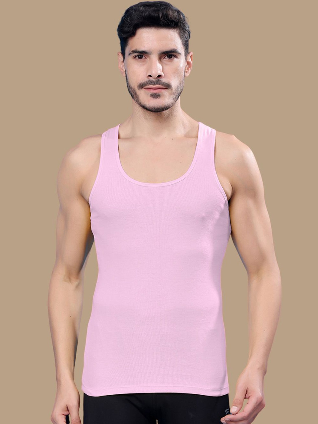 

Friskers Men Ribbed Cotton Gym Vest 191224R-10, Pink