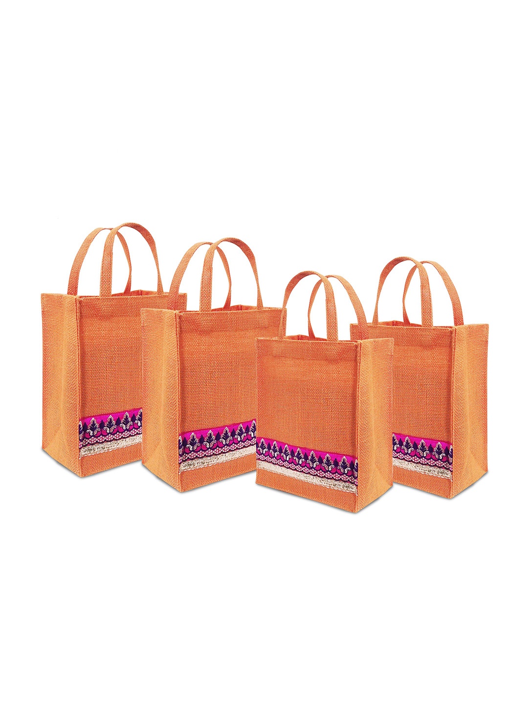 

earthbags Pack Of 4 Women Ethnic Motifs Printed Lunch Bag, Orange