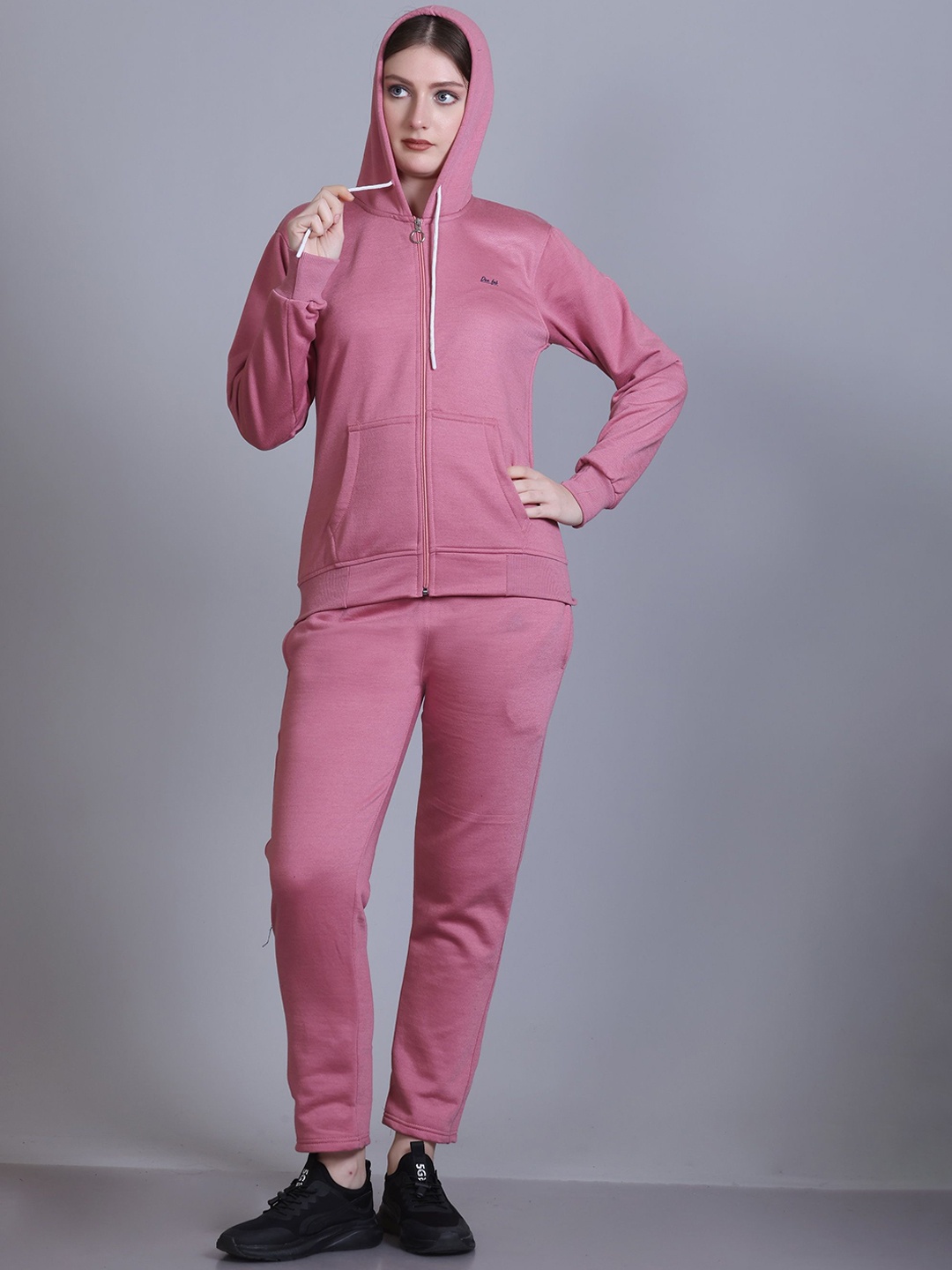 

Deefab Women Hood Mid-Rise Tracksuit, Pink