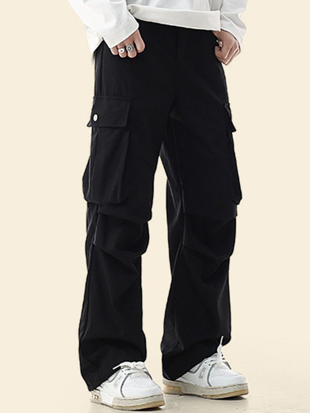 

StyleCast Men Loose Fit Cargos Trousers, Black