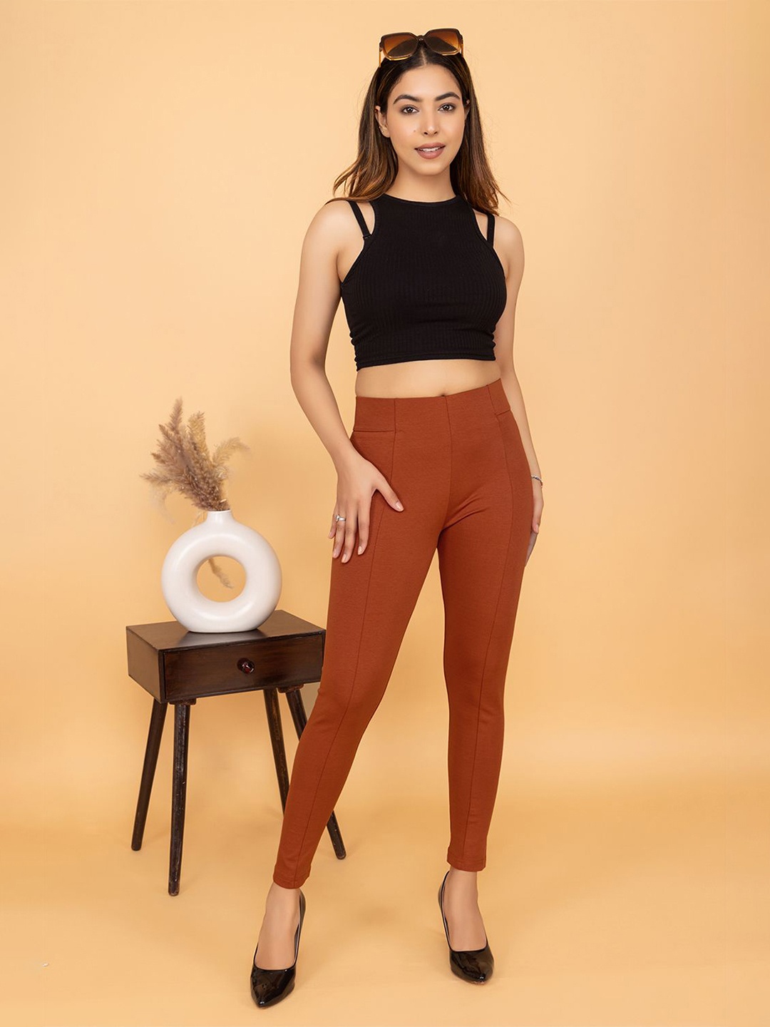 

Mlada Women Slim Fit Jeggings, Rust