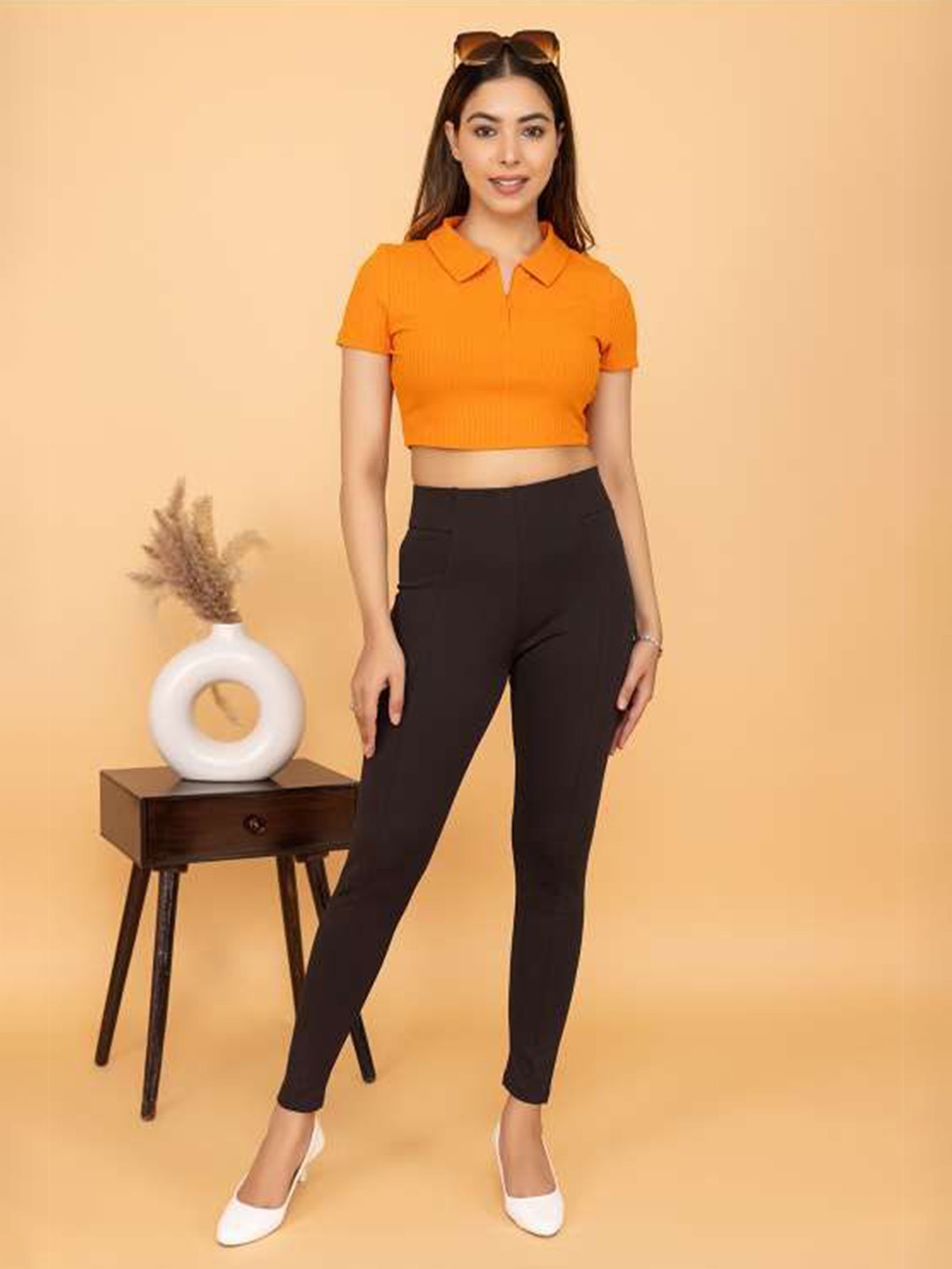 

Mlada Women Slim Fit Jeggings, Coffee brown