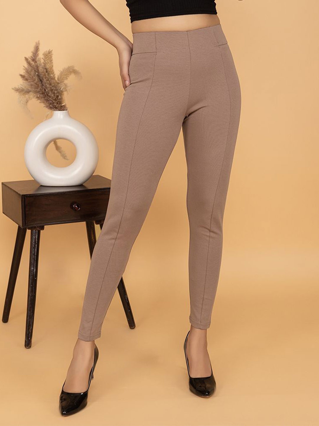 

Mlada Women Plus Size Slim Fit Jeggings, Beige