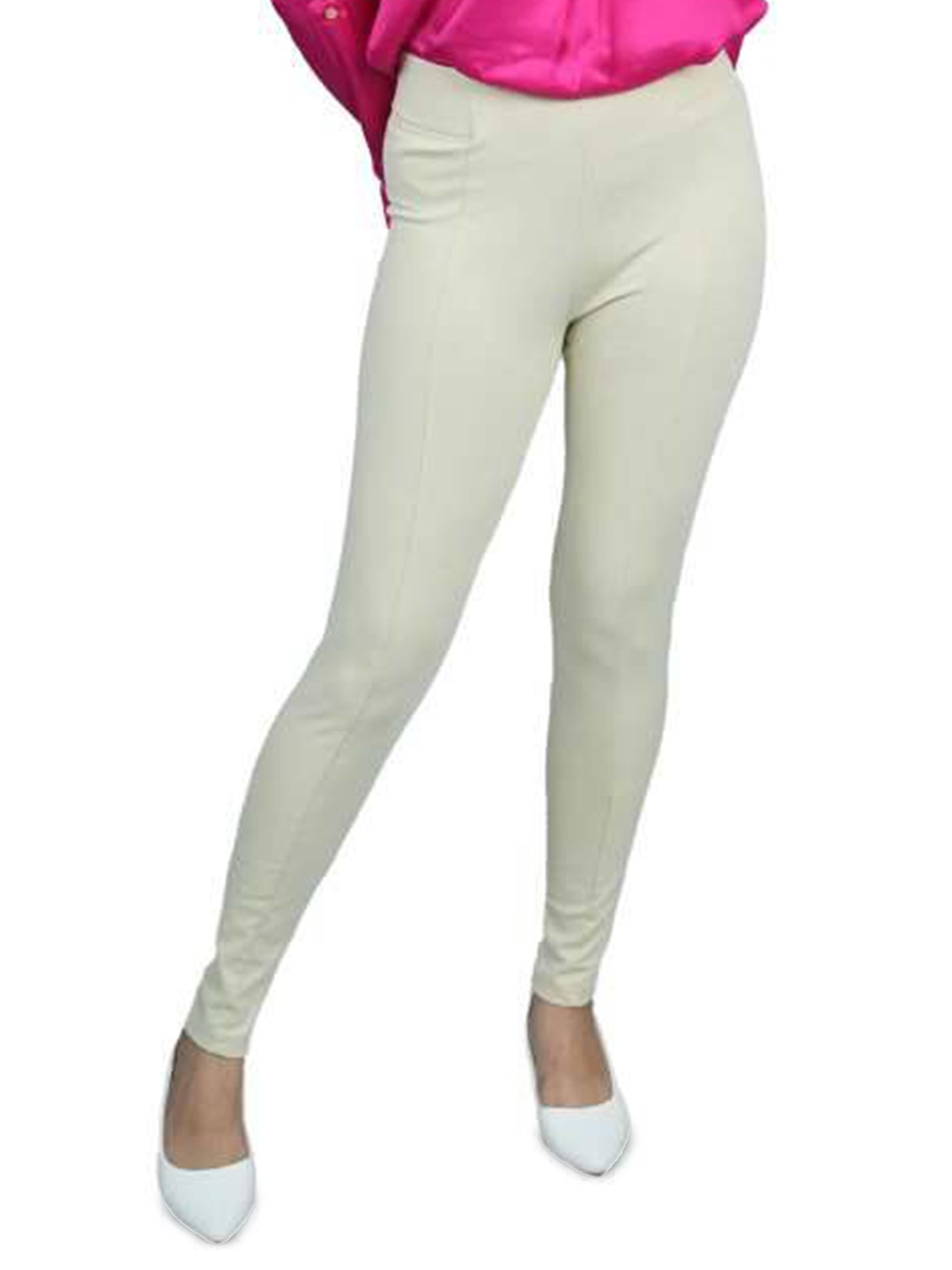 

Mlada Women Plus Size Slim Fit High Waist Jeggings, Off white
