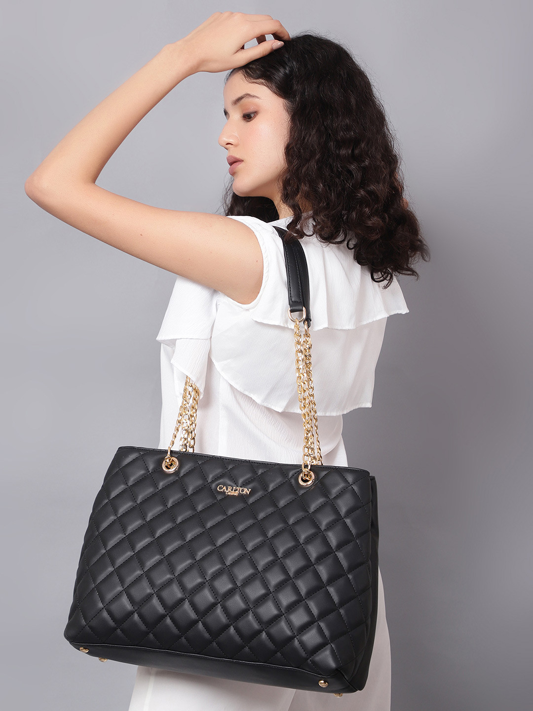 

Carlton London Women Solid Shopper Shoulder Bag, Black