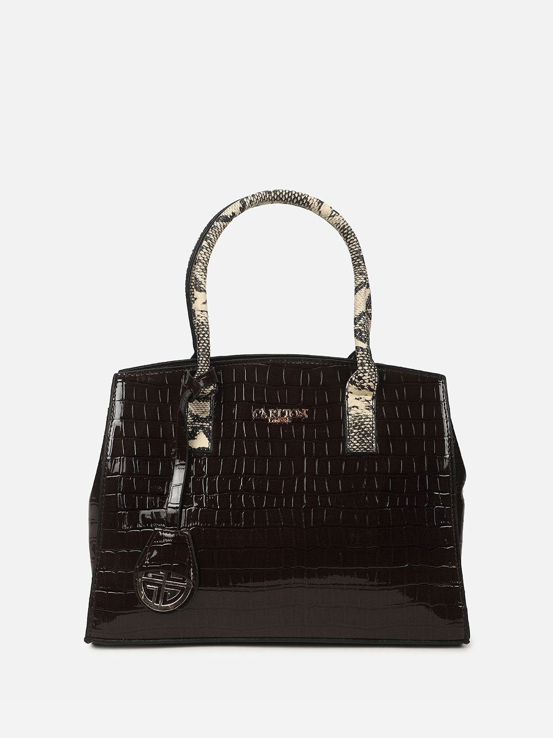 

Carlton London Women Textured Shopper Handheld Bag, Brown