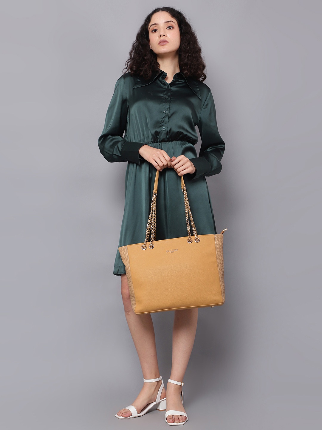 

Carlton London Women Solid Shopper Shoulder Bag, Yellow
