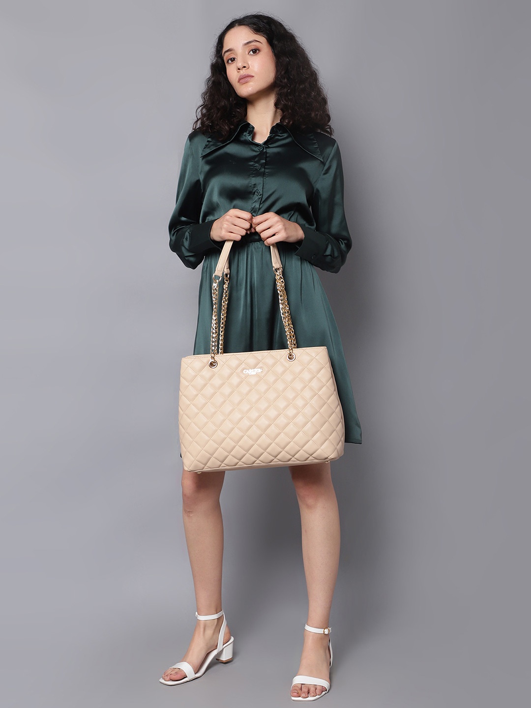 

Carlton London Women Solid Shopper Shoulder Bag, Beige