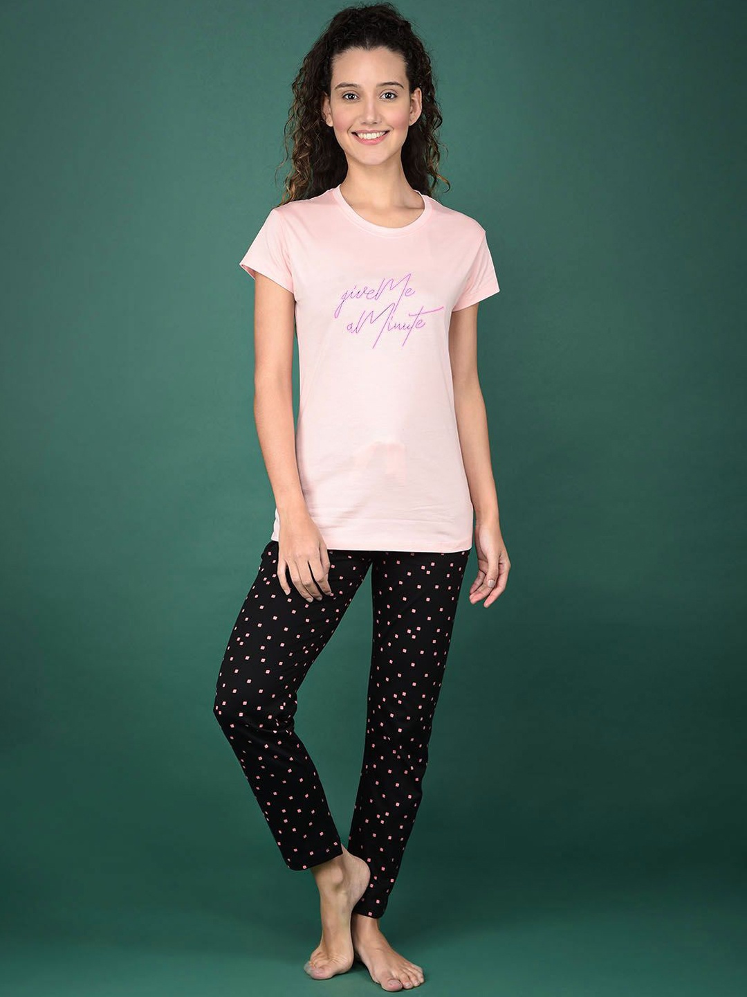 

Dollar Missy Women Typography Printed Night suit, Pink