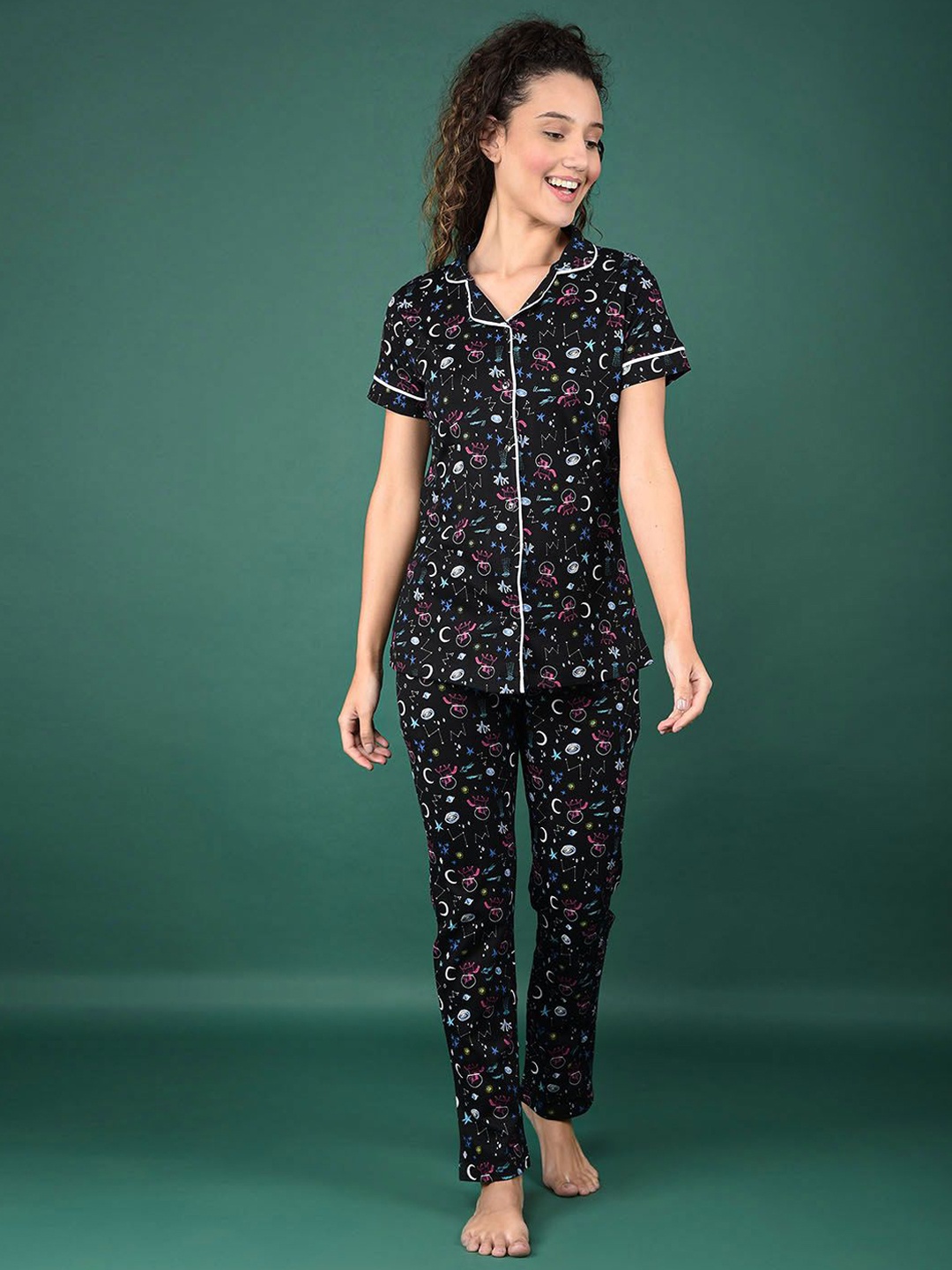 

Dollar Missy Women Printed Night suit, Black