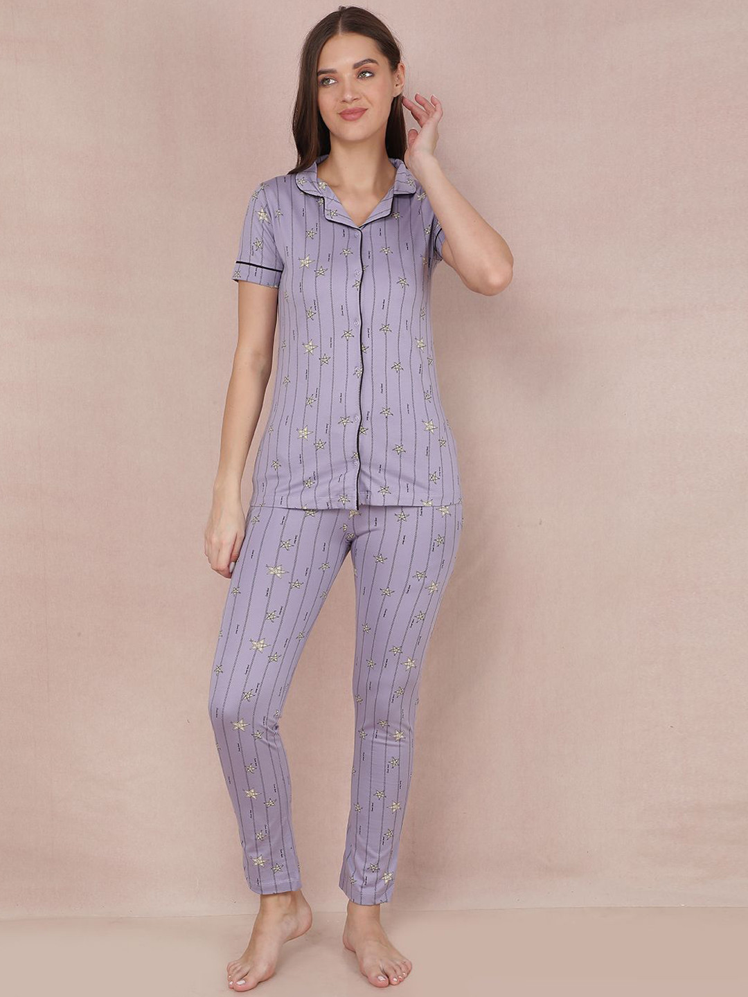 

Dollar Missy Women Graphic Printed Night suit, Purple