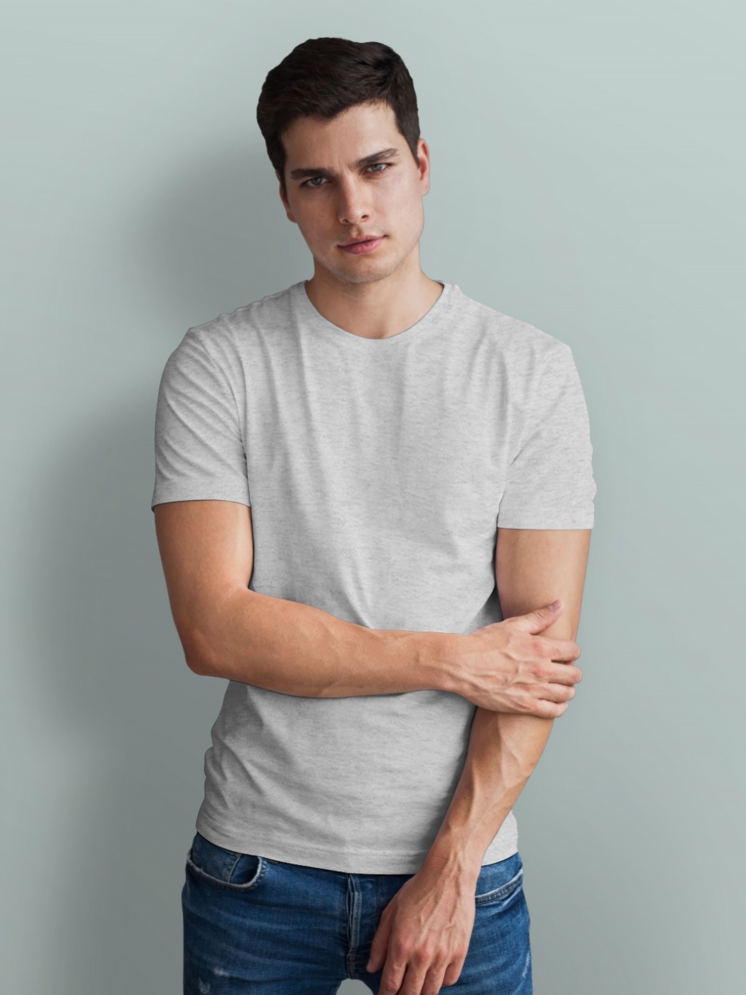 

Uneek Men Solid Round Neck Cotton T-shirt, Grey