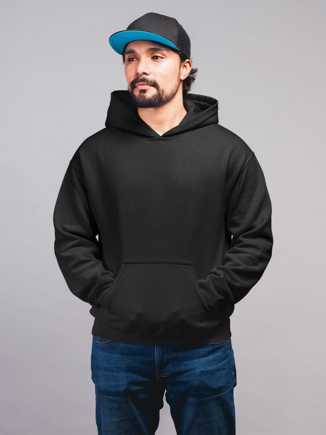 

Uneek Men Hooded Cotton Casual Sweatshirt, Black