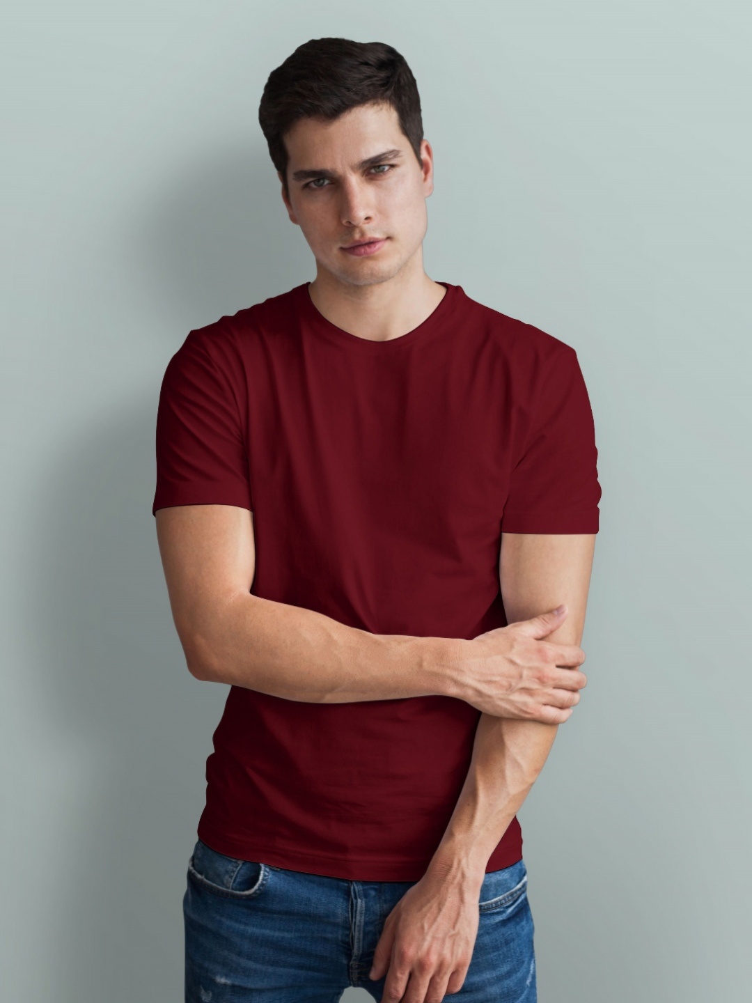 

Uneek Men Solid Round Neck Cotton T-shirt, Maroon